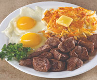 Beef Tips 'N Eggs